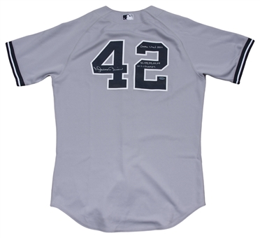 2011 Mariano Rivera Game Used, Signed & Inscribed New York Yankees Road Jersey (MLB Authenticated & Yankees-Steiner)